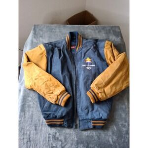 Phase 2 Salt Lake 2002 Winter Olympics Leather Suede Varsity Jacket Mens Medium